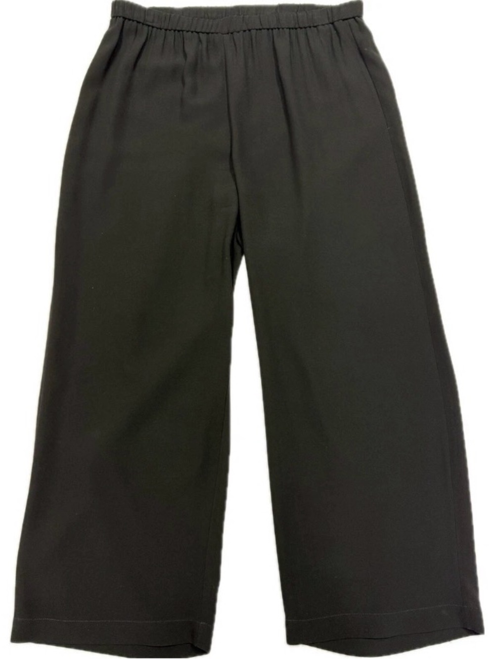 Silk Eileen Fisher elastic waist pants, size S M crop cropped 23" - 23.5" inseam